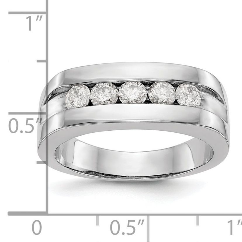 Lab Created 3/4 ct. t.w. Lab Grown Diamond VS/SI GHI, 5-Stone Mens Channel Band in 10K White Gold