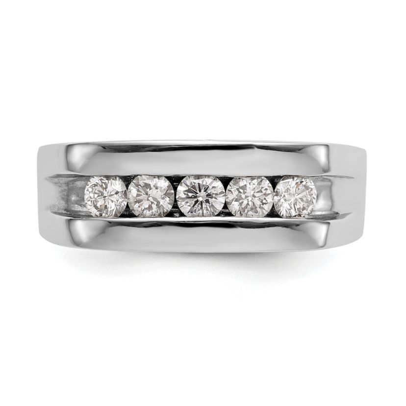Lab Created 3/4 ct. t.w. Lab Grown Diamond VS/SI GHI, 5-Stone Mens Channel Band in 10K White Gold