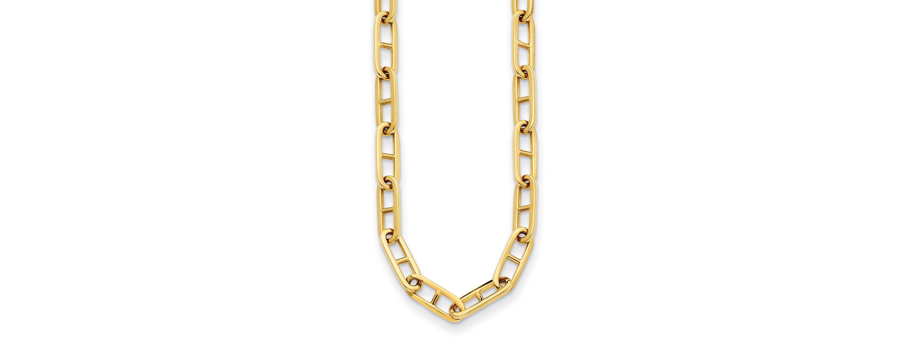 14K Yellow Gold 6.6mm Anchor Link 20 Inch Necklace