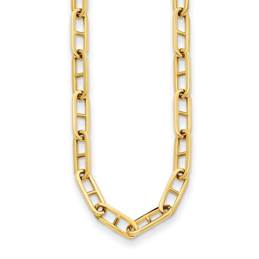14K Yellow Gold 6.6mm Anchor Link 20 Inch Necklace