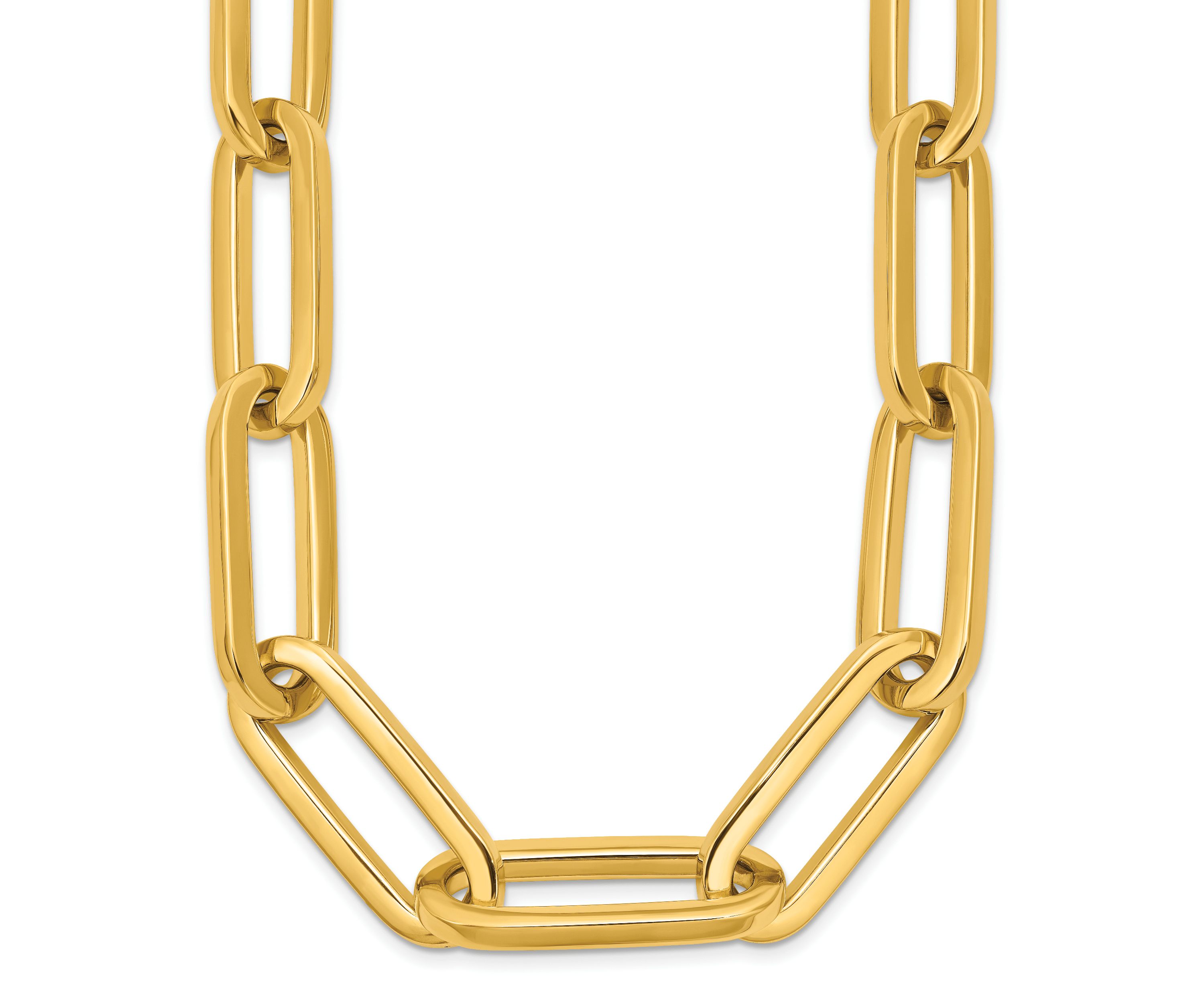14K Yellow Gold 12mm Paper Clip Link 20 Inch Necklace