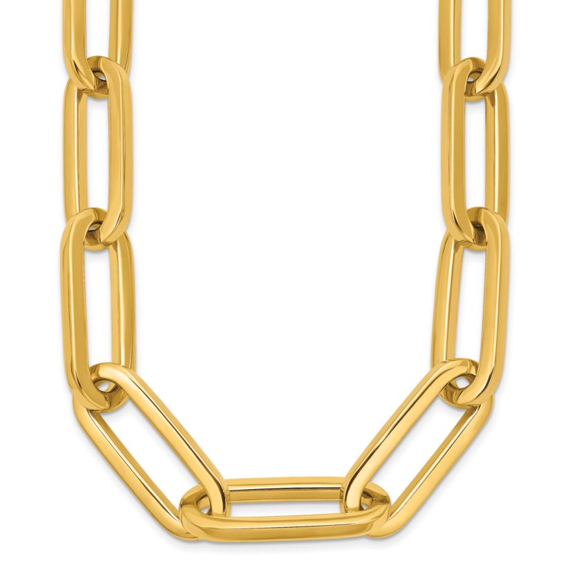 14K Yellow Gold 12mm Paper Clip Link 20 Inch Necklace