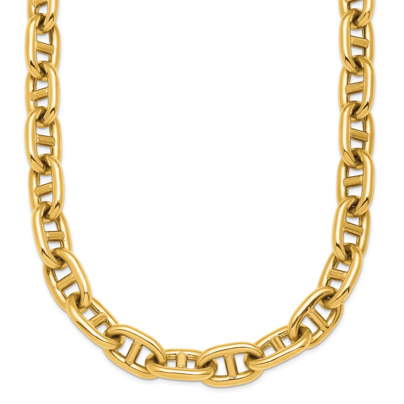 14K Yellow Gold 8mm Anchor Link 20 Inch Y-drop Toggle Necklace