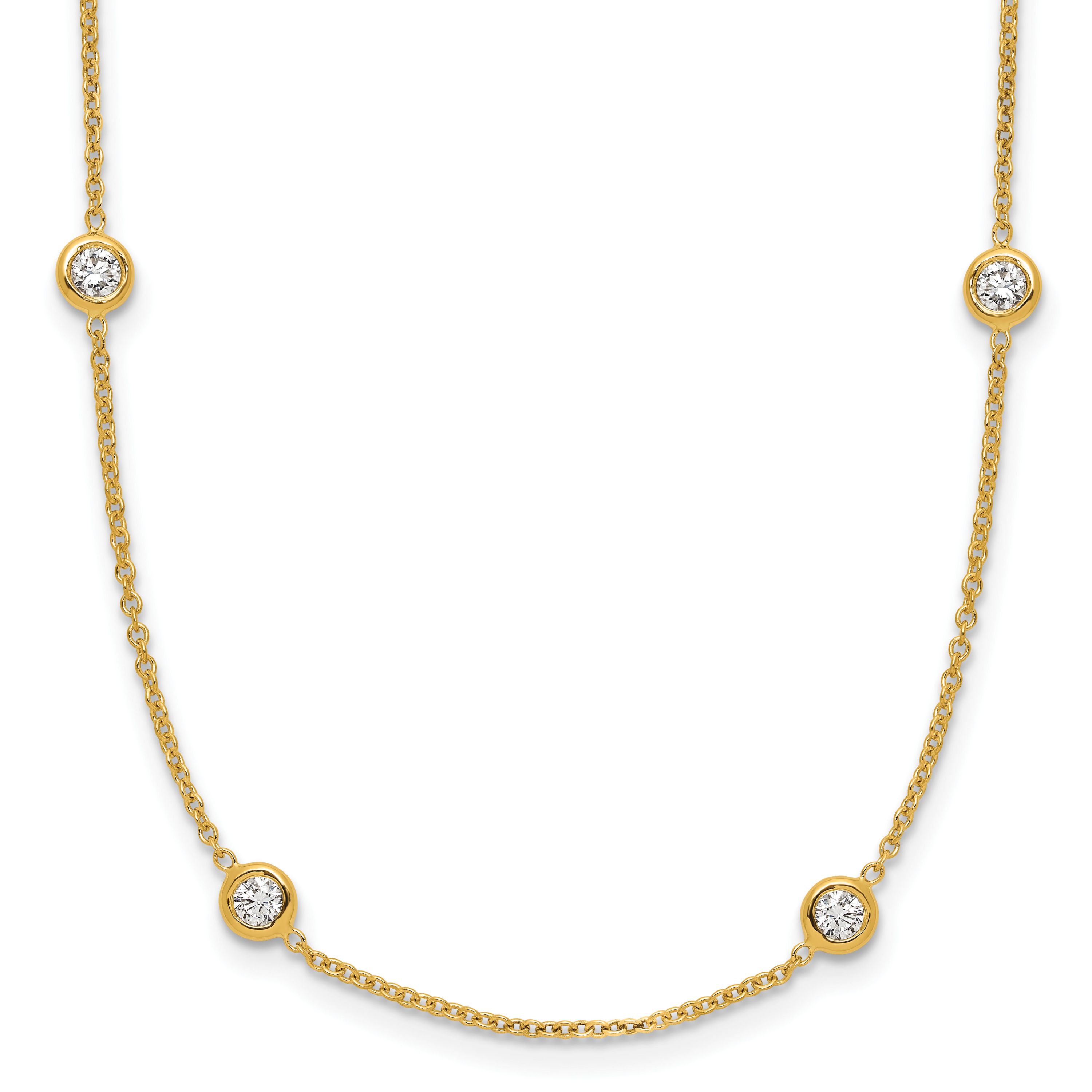 7/8 ct. t.w Diamond Stations 18 Inch Necklace in 14K Yellow Gold