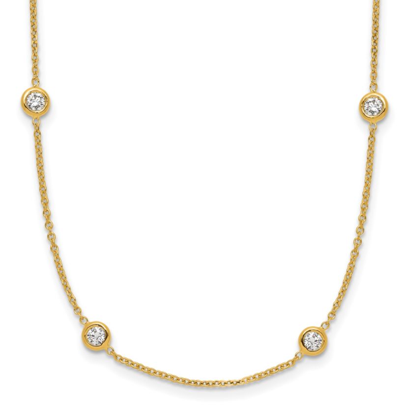 7/8 ct. t.w Diamond Stations 18 Inch Necklace in 14K Yellow Gold