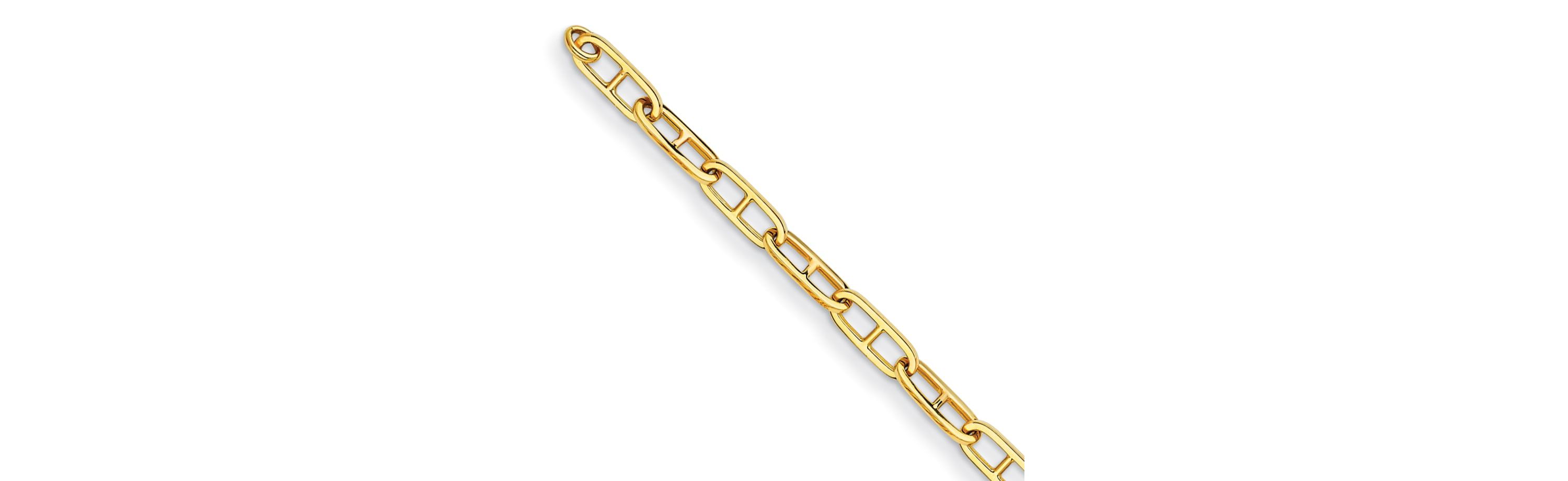 14K Yellow Gold 6.6mm Anchor Link 7.5 Inch Bracelet