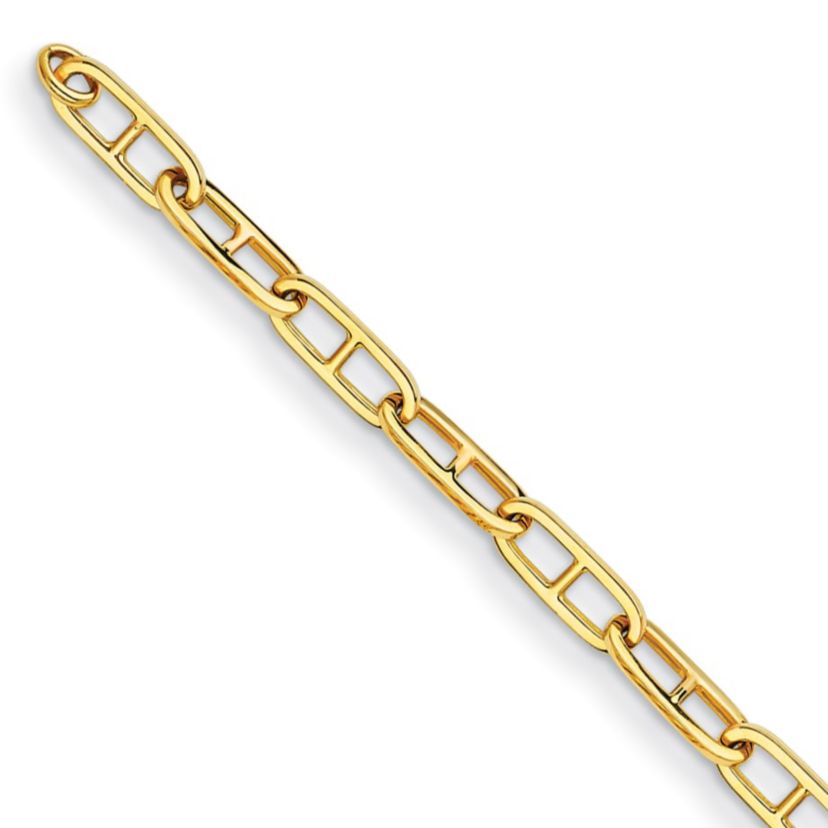 14K Yellow Gold 6.6mm Anchor Link 7.5 Inch Bracelet