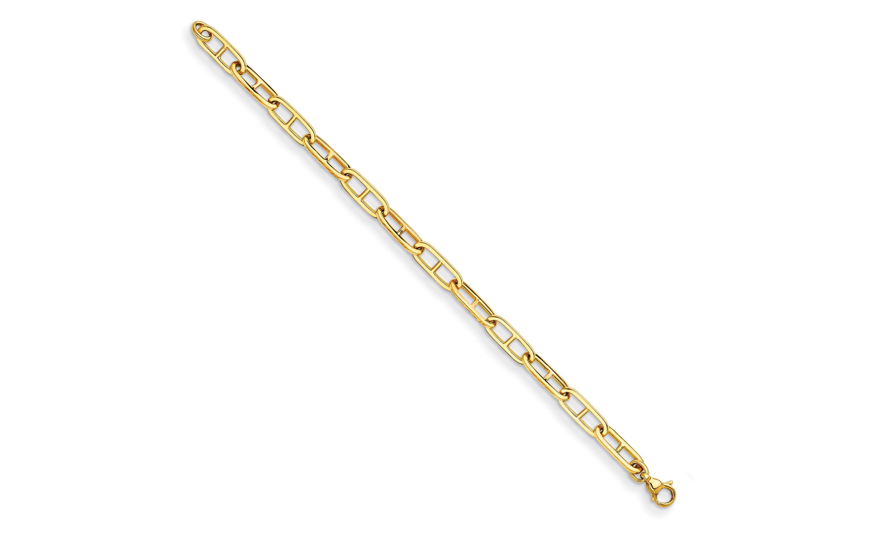 14K Yellow Gold 6.6mm Anchor Link 7.5 Inch Bracelet