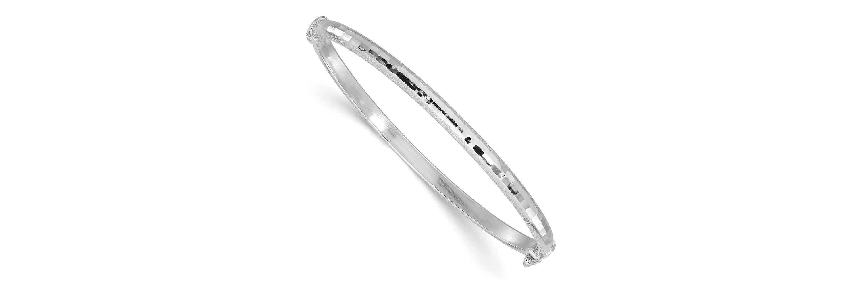 14K Diamond-cut and Laser-cut Fancy Hinged Bangle Bracelet
