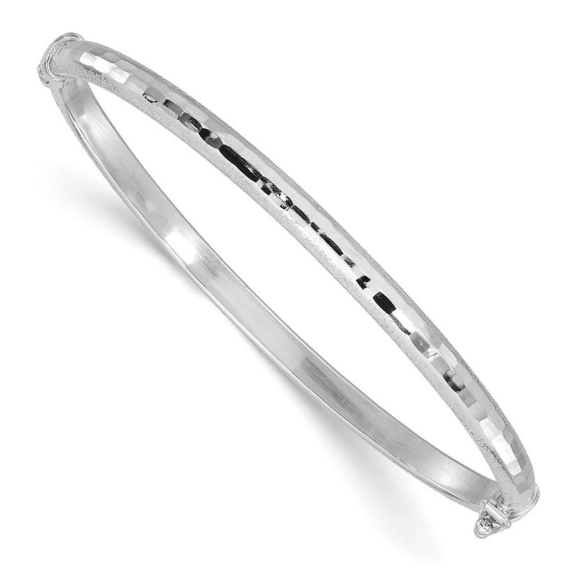 14K Diamond-cut and Laser-cut Fancy Hinged Bangle Bracelet