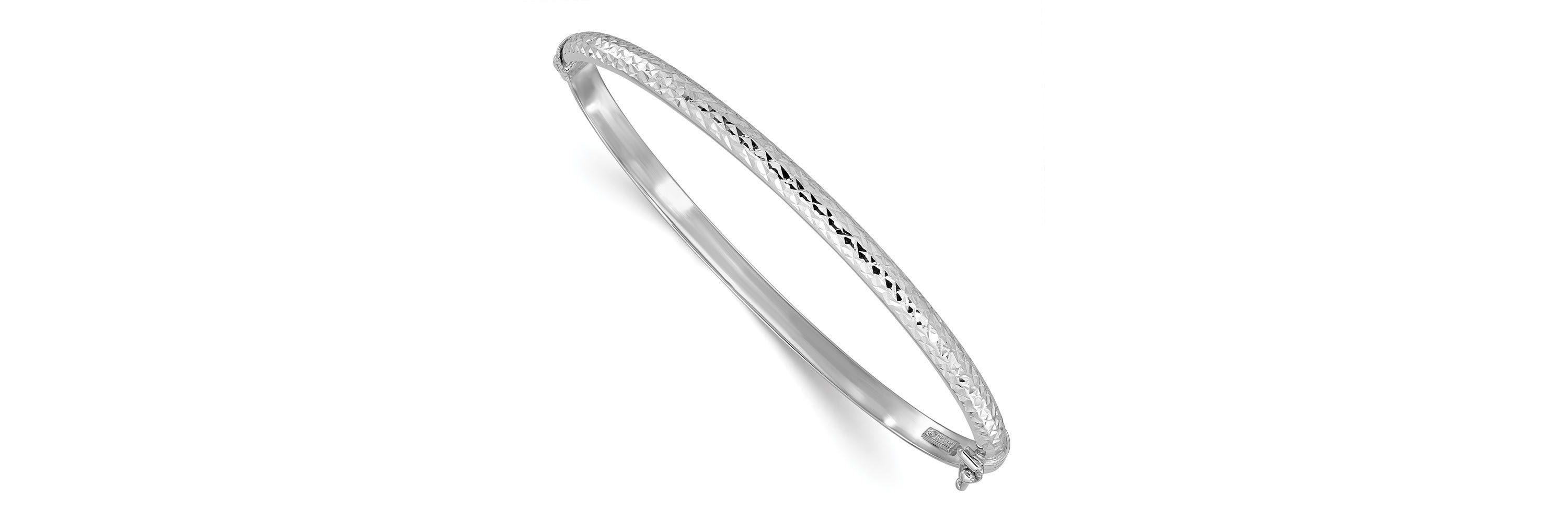 14K Diamond-cut 4mm Hinged Bangle