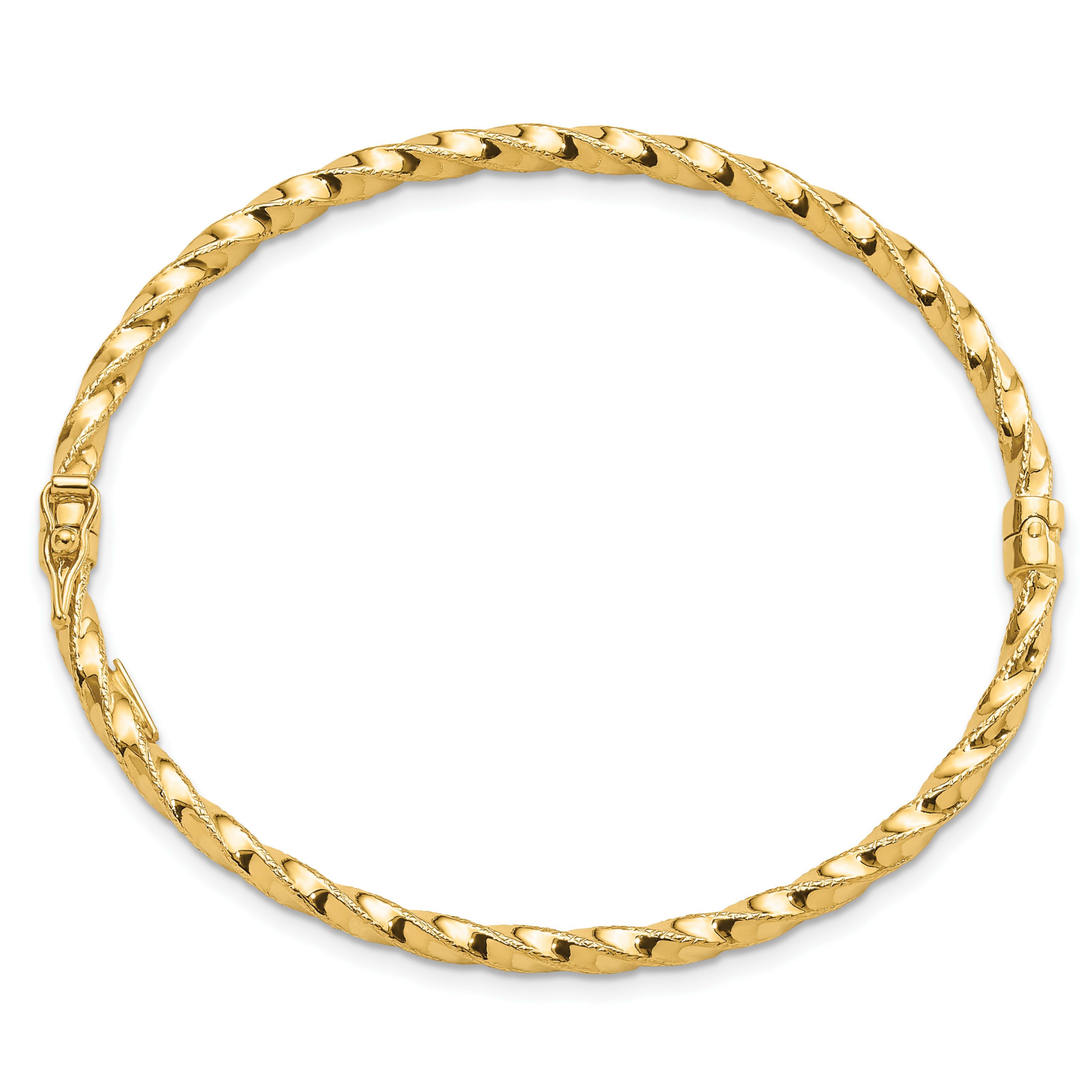 14K Twisted 3.2mm Hinged Bangle