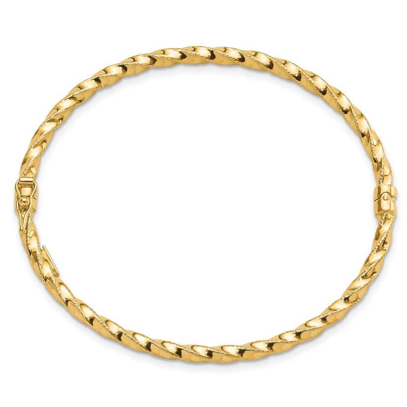 14K Twisted 3.2mm Hinged Bangle