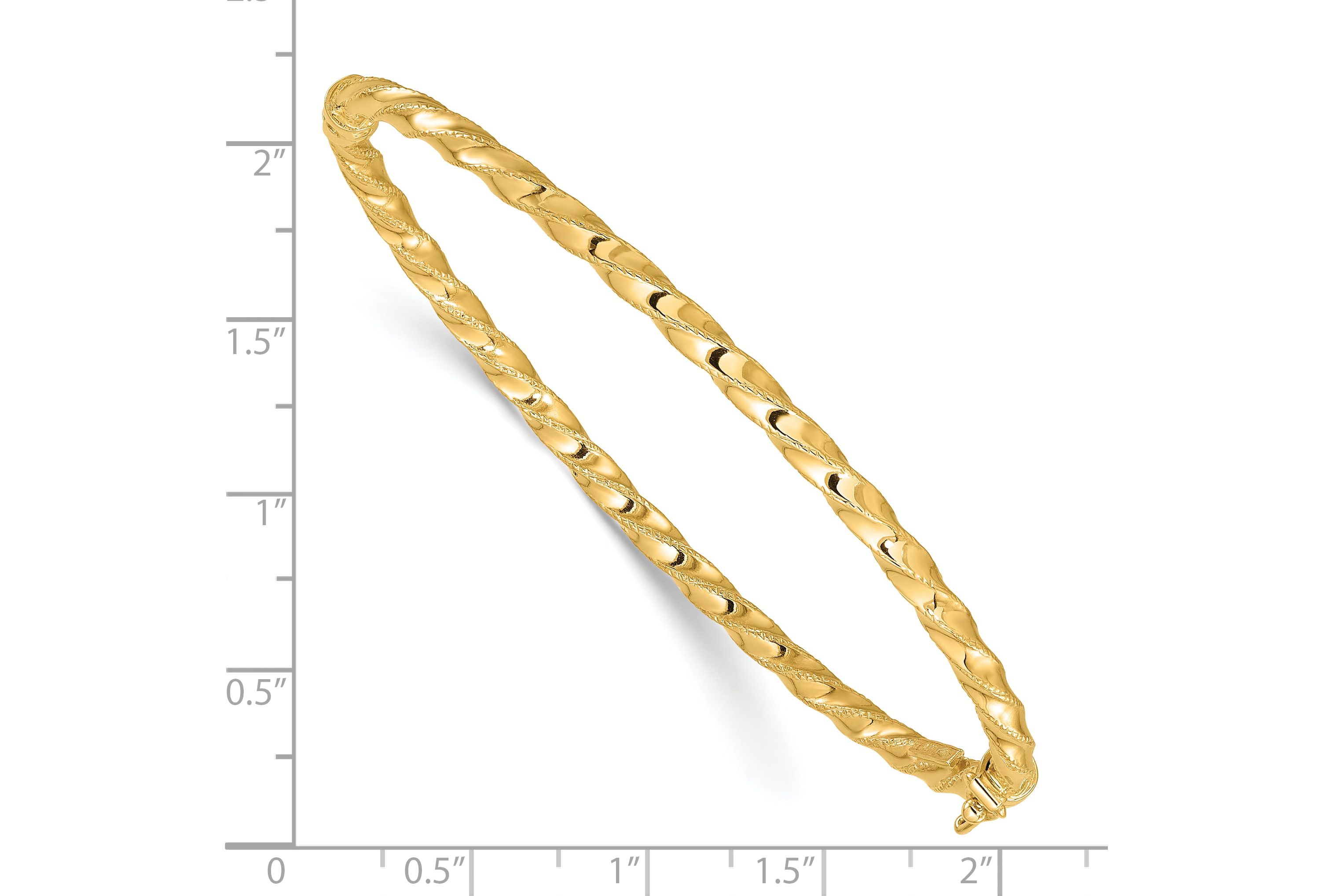 14K Twisted 3.2mm Hinged Bangle