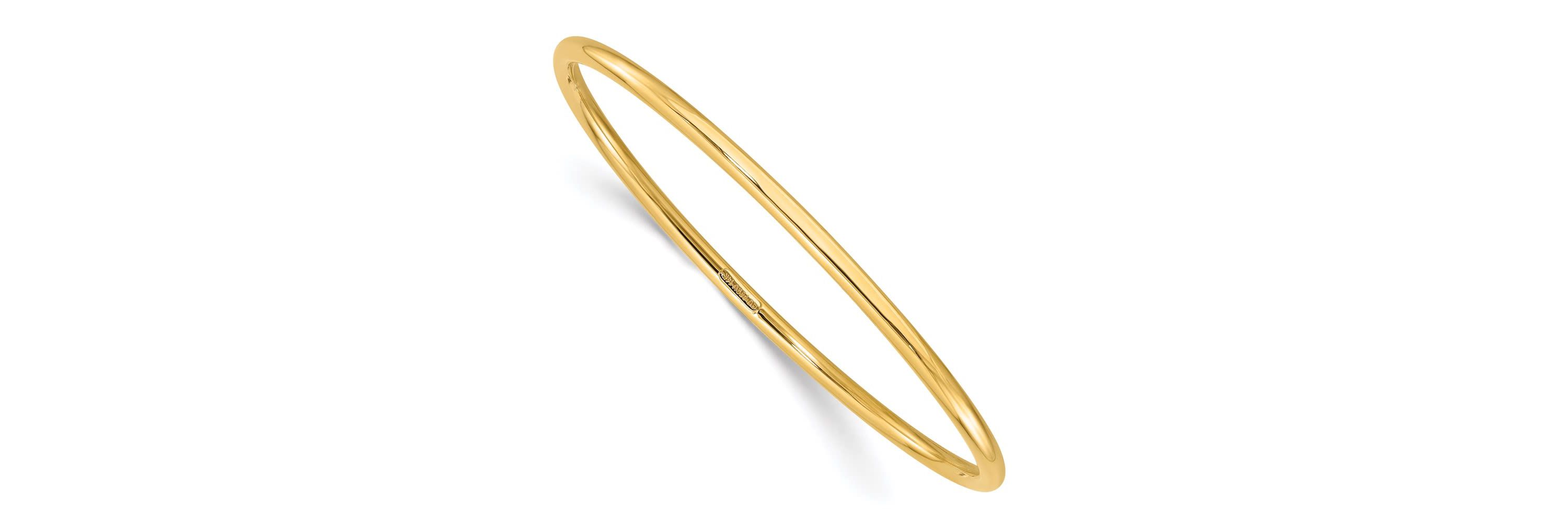 14K 3mm Polished Slip On Bangle