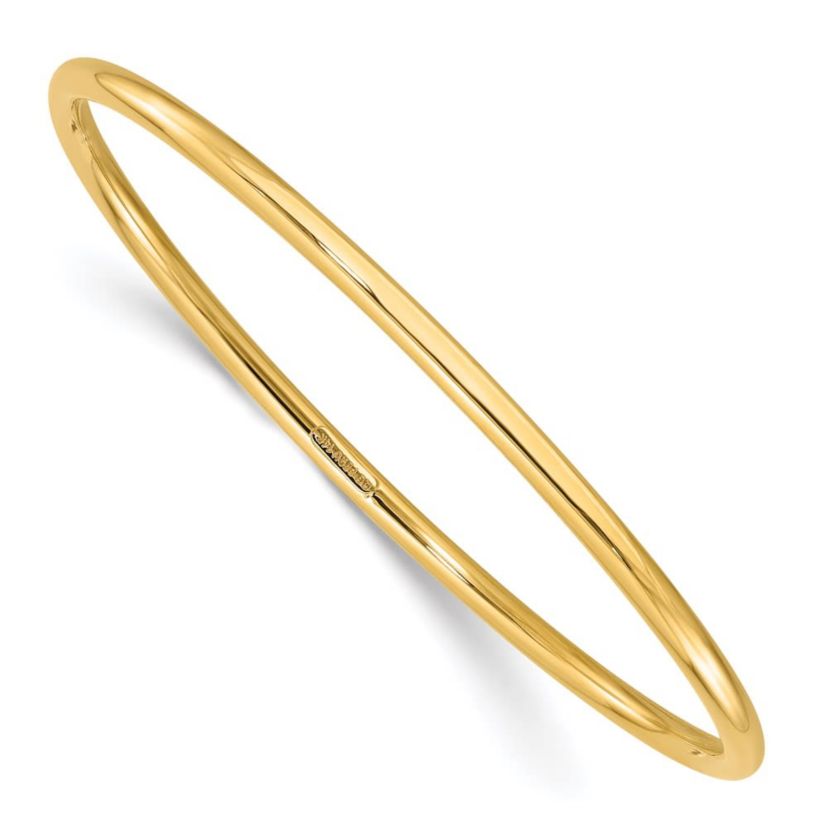 14K 3mm Polished Slip On Bangle