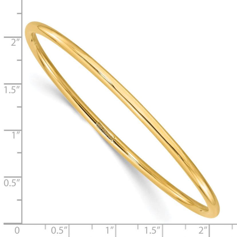 14K 3mm Polished Slip On Bangle