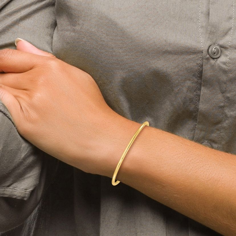 14K 3mm Polished Slip On Bangle