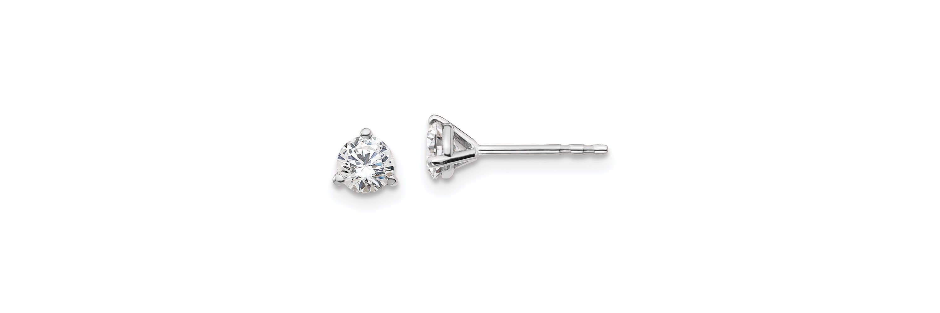 Boucles D'Oreilles Pendentifs 3 Griffes Avec 2 Carats De Diamant De Laboratoire En Or Blanc 14K