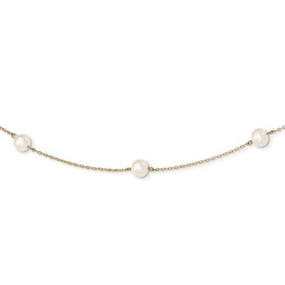 Belk & Co 14K Yellow Gold 5-6mm White Near Round Freshwater Cultured Pearl 7-Station Necklace