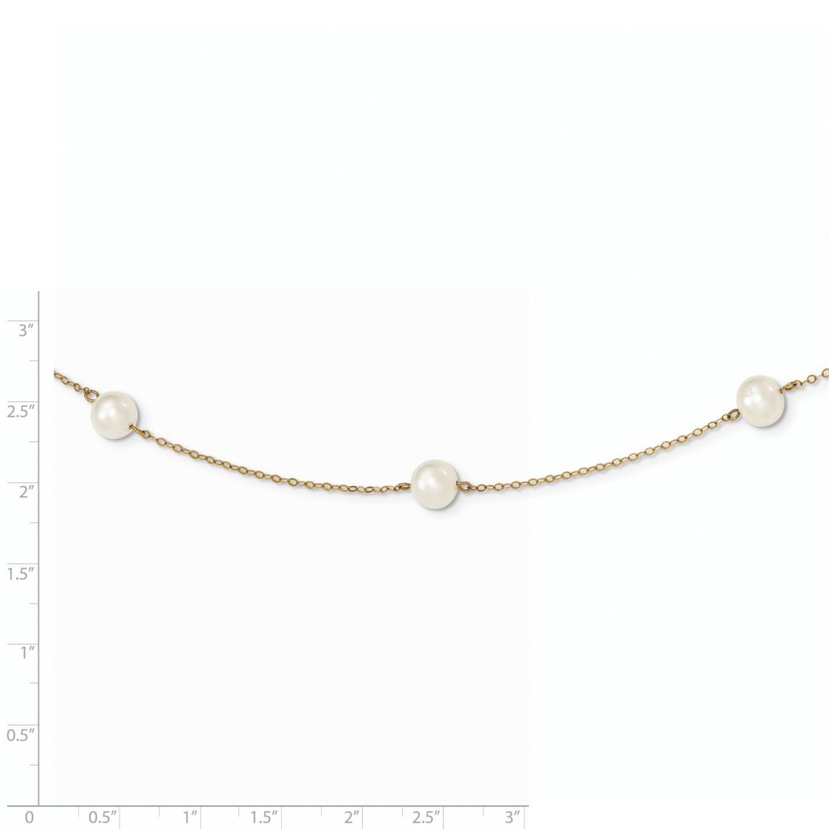 14K Yellow Gold 7-8mm White Near Round Freshwater Cultured Pearl 7-Station Necklace