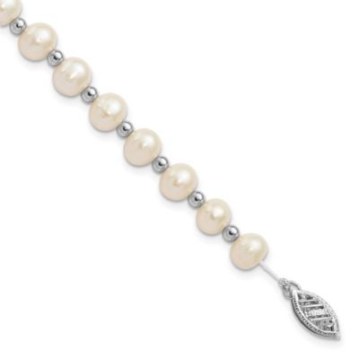 Belk & Co 14K White Gold 6-7mm White Near Round Freshwater Cultured Pearl Necklace