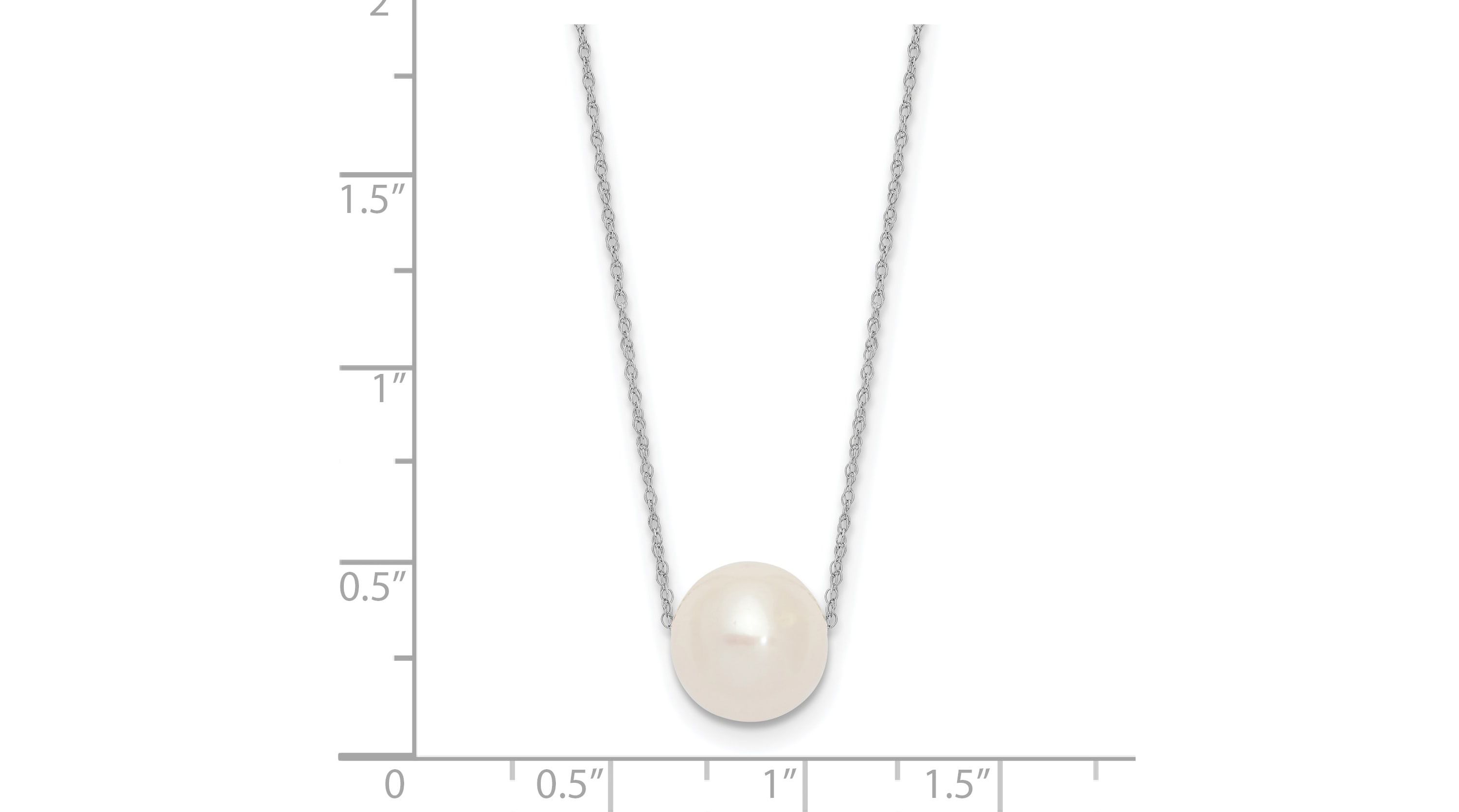14K White Gold 10-11mm Round White Freshwater Cultured Pearl Rope Necklace