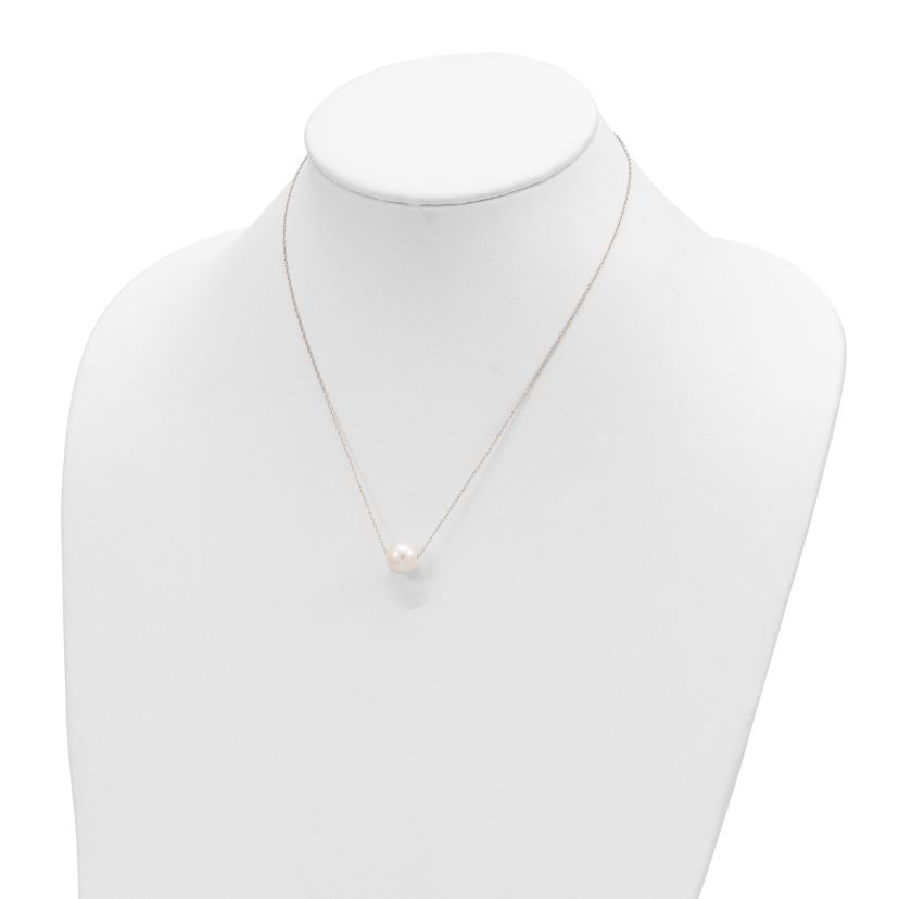 14K White Gold 10-11mm Round White Freshwater Cultured Pearl Rope Necklace