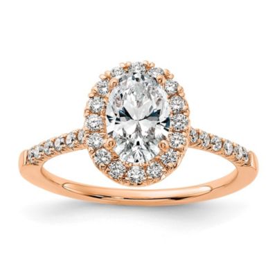 Belk & Co Lab Created 3/4 ct. t.w. Lab Grown Diamond VS/SI GH, Oval Halo Engagement Complete Ring in 14K Rose Gold, 6 -  0196904208175