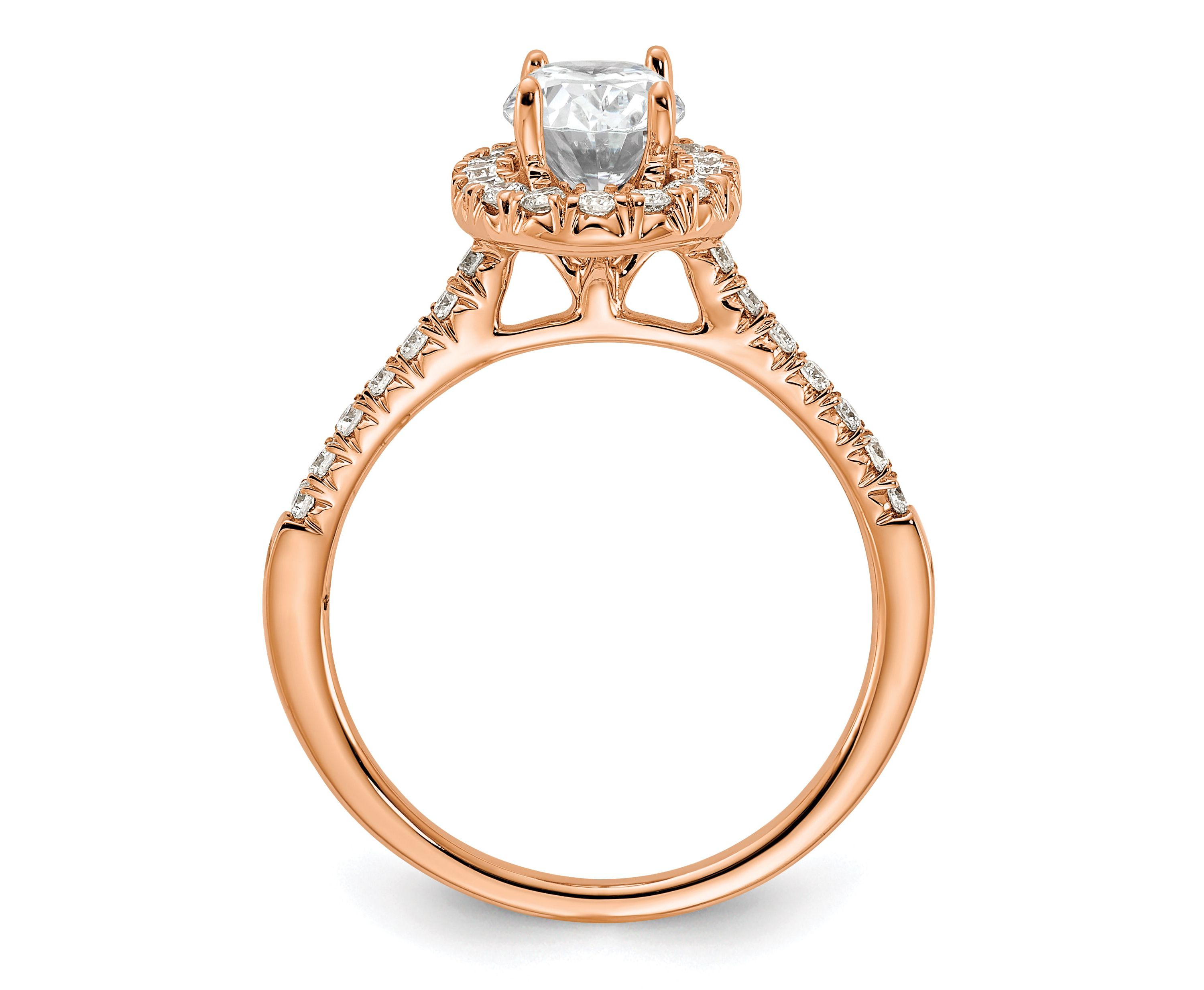 Lab Created 3/4 ct. t.w. Lab Grown Diamond VS/SI GH, Oval Halo Engagement Complete Ring in 14K Rose Gold