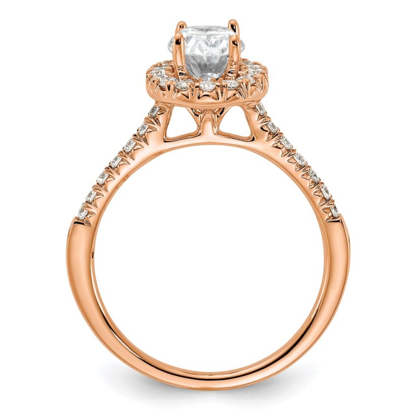 Lab Created 3/4 ct. t.w. Lab Grown Diamond VS/SI GH, Oval Halo Engagement Complete Ring in 14K Rose Gold