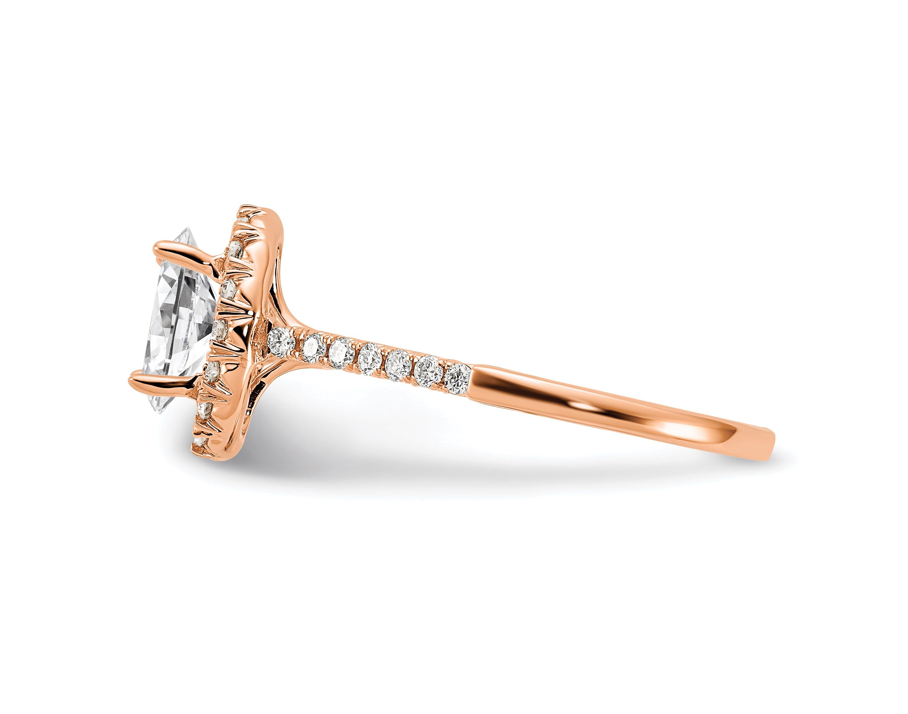 Lab Created 3/4 ct. t.w. Lab Grown Diamond VS/SI GH, Oval Halo Engagement Complete Ring in 14K Rose Gold