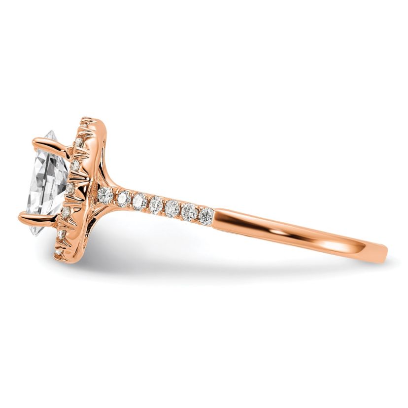 Lab Created 3/4 ct. t.w. Lab Grown Diamond VS/SI GH, Oval Halo Engagement Complete Ring in 14K Rose Gold