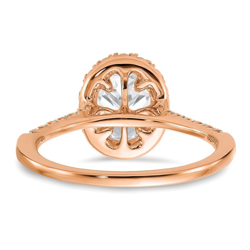 Lab Created 3/4 ct. t.w. Lab Grown Diamond VS/SI GH, Oval Halo Engagement Complete Ring in 14K Rose Gold