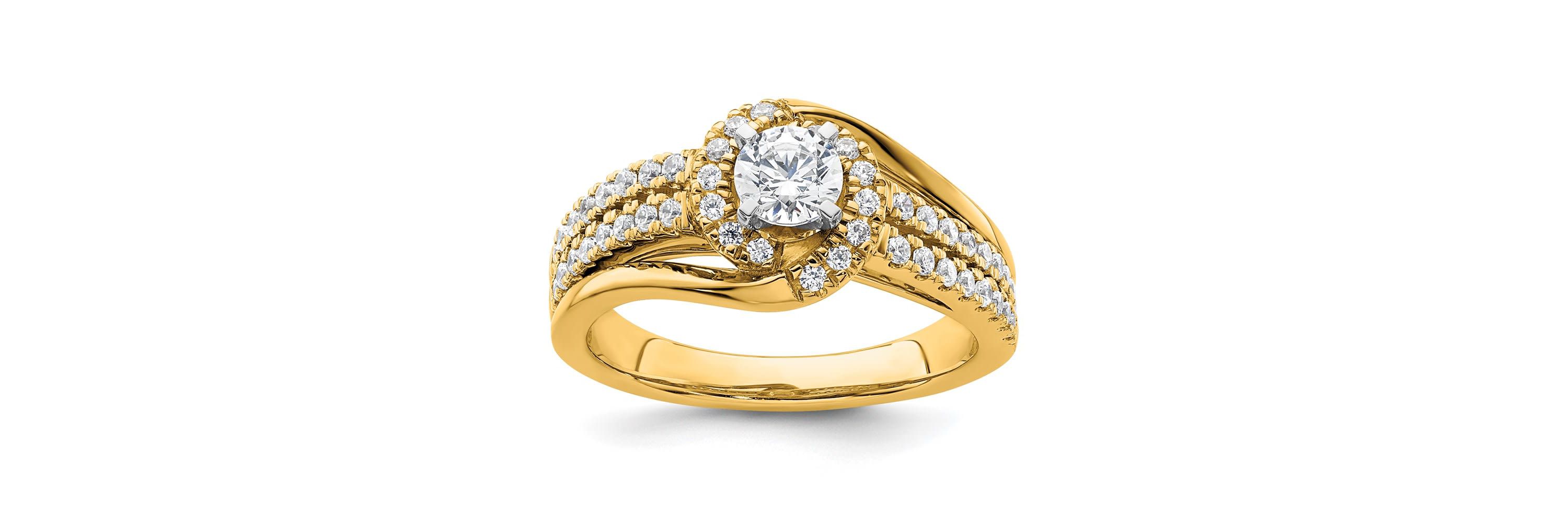 Lab Created 3/4 ct. t.w. Lab Grown Diamond VS/SI GH, Complete Engagement Ring 14K Yellow Gold
