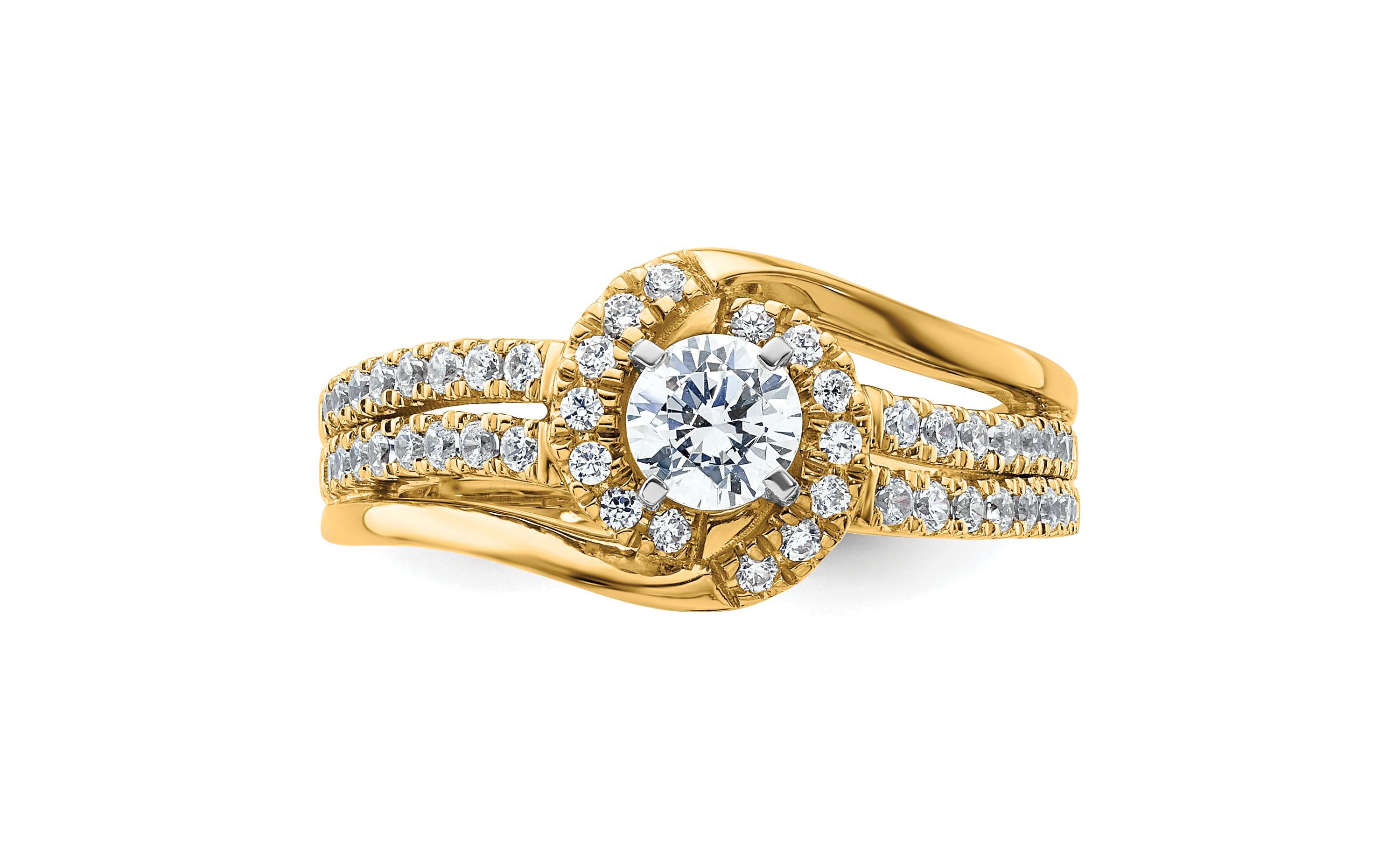Lab Created 3/4 ct. t.w. Lab Grown Diamond VS/SI GH, Complete Engagement Ring 14K Yellow Gold