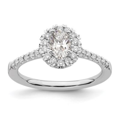 Belk & Co Lab Created 3/4 ct. t.w. Lab Grown Diamond VS/SI GH, Oval Halo Engagement Complete Ring in 14K White Gold, 6 -  0196904208199