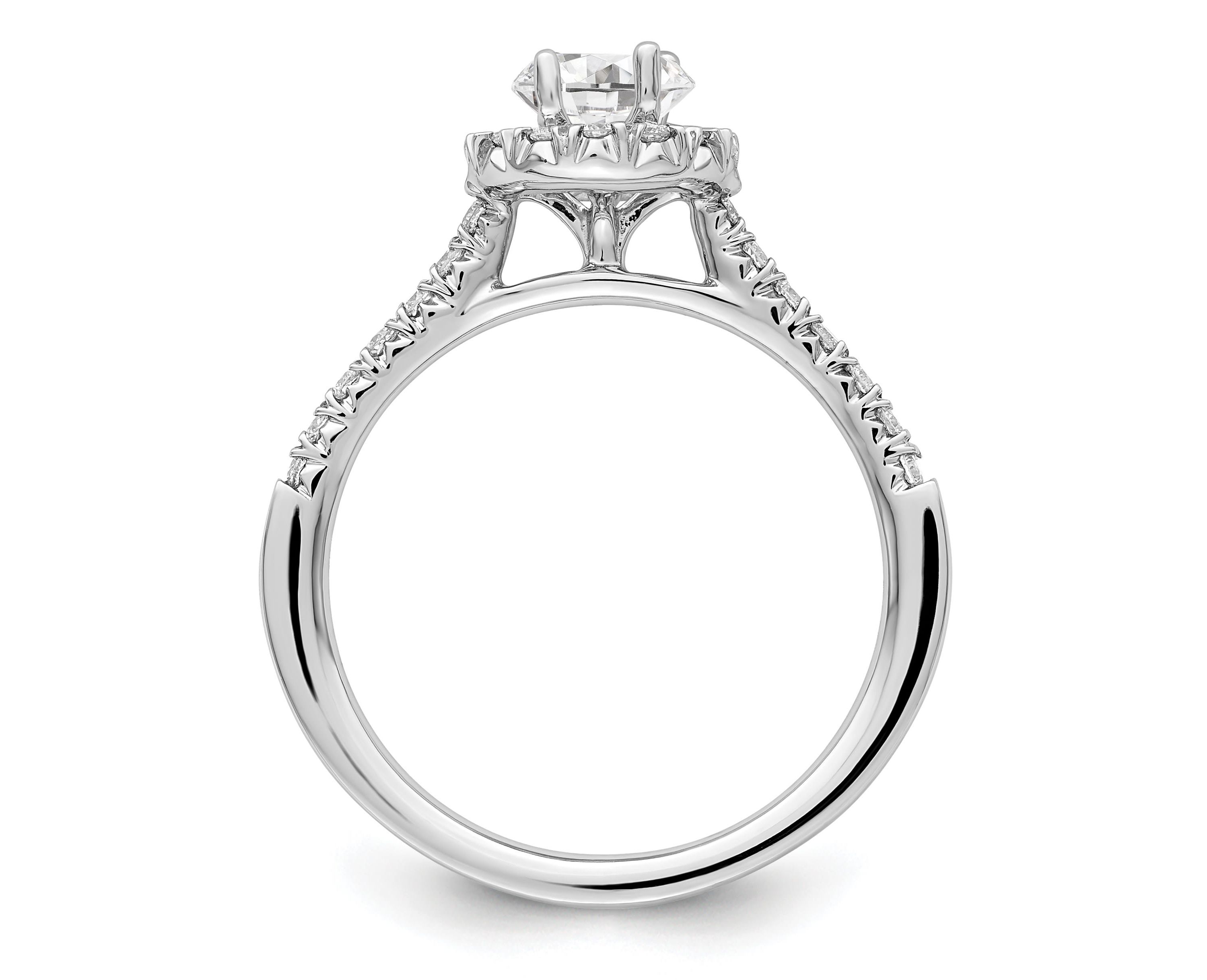 Lab Created 3/4 ct. t.w. Lab Grown Diamond VS/SI GH, Oval Halo Engagement Complete Ring in 14K White Gold