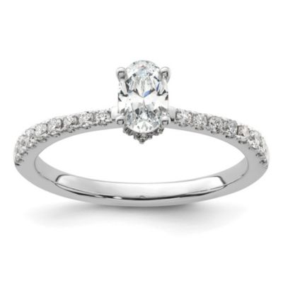 Belk & Co Lab Created 3/4 ct. t.w. Lab Grown Diamond Complete Oval Engagement Ring 14K White Gold, 6 -  0196904208076