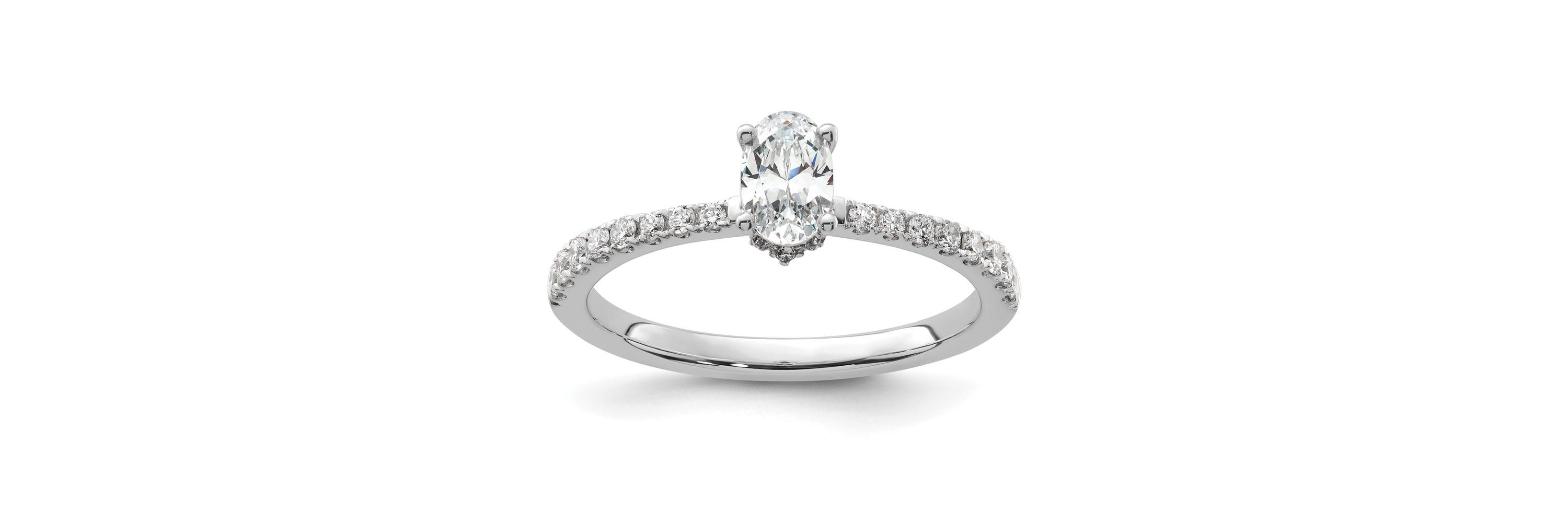 Lab Created 3/4 ct. t.w. Lab Grown Diamond Complete Oval Engagement Ring 14K White Gold