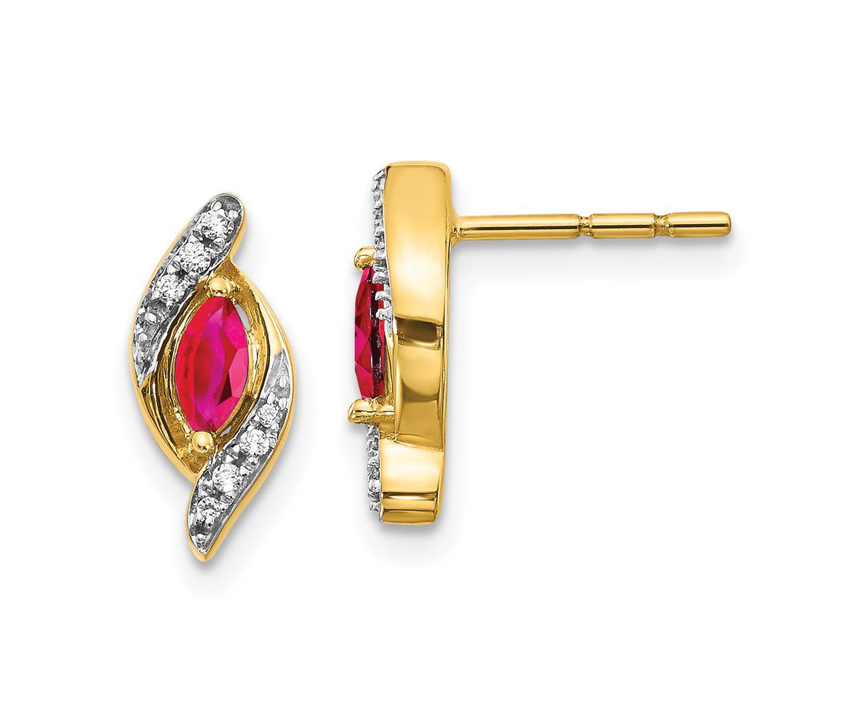 1/3 ct. t.w. Ruby and 0.07 ct. t.w. Diamond Earrings in 14K Gold