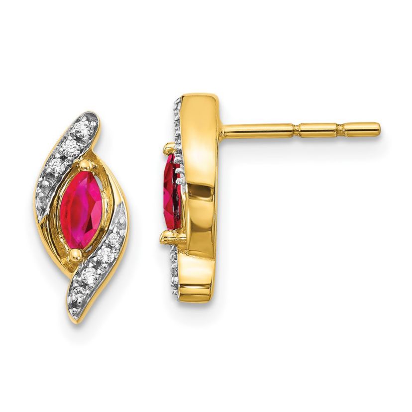 1/3 ct. t.w. Ruby and 0.07 ct. t.w. Diamond Earrings in 14K Gold
