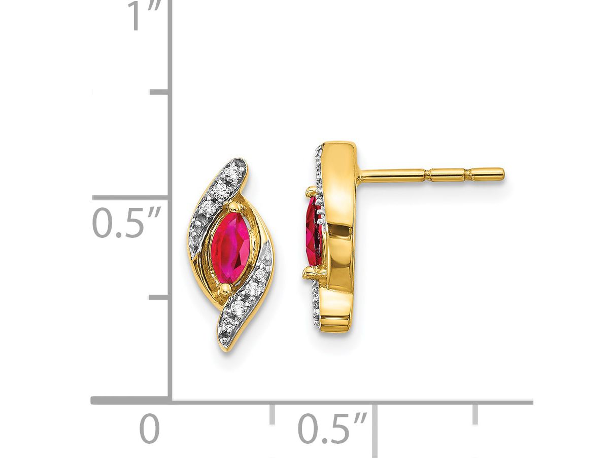1/3 ct. t.w. Ruby and 0.07 ct. t.w. Diamond Earrings in 14K Gold
