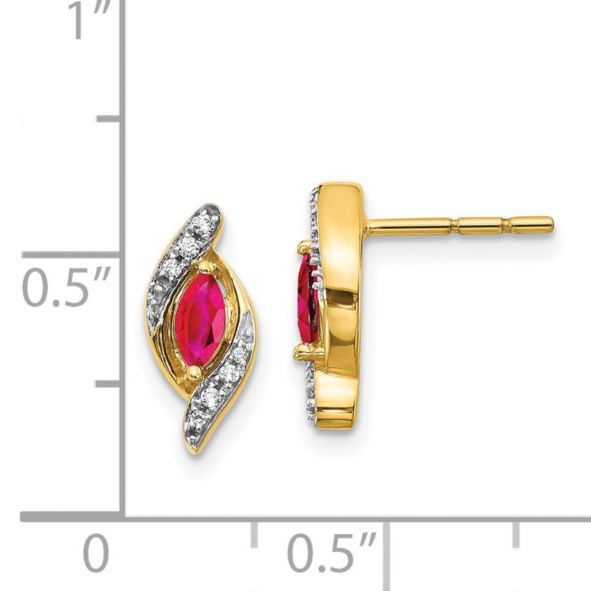 1/3 ct. t.w. Ruby and 0.07 ct. t.w. Diamond Earrings in 14K Gold