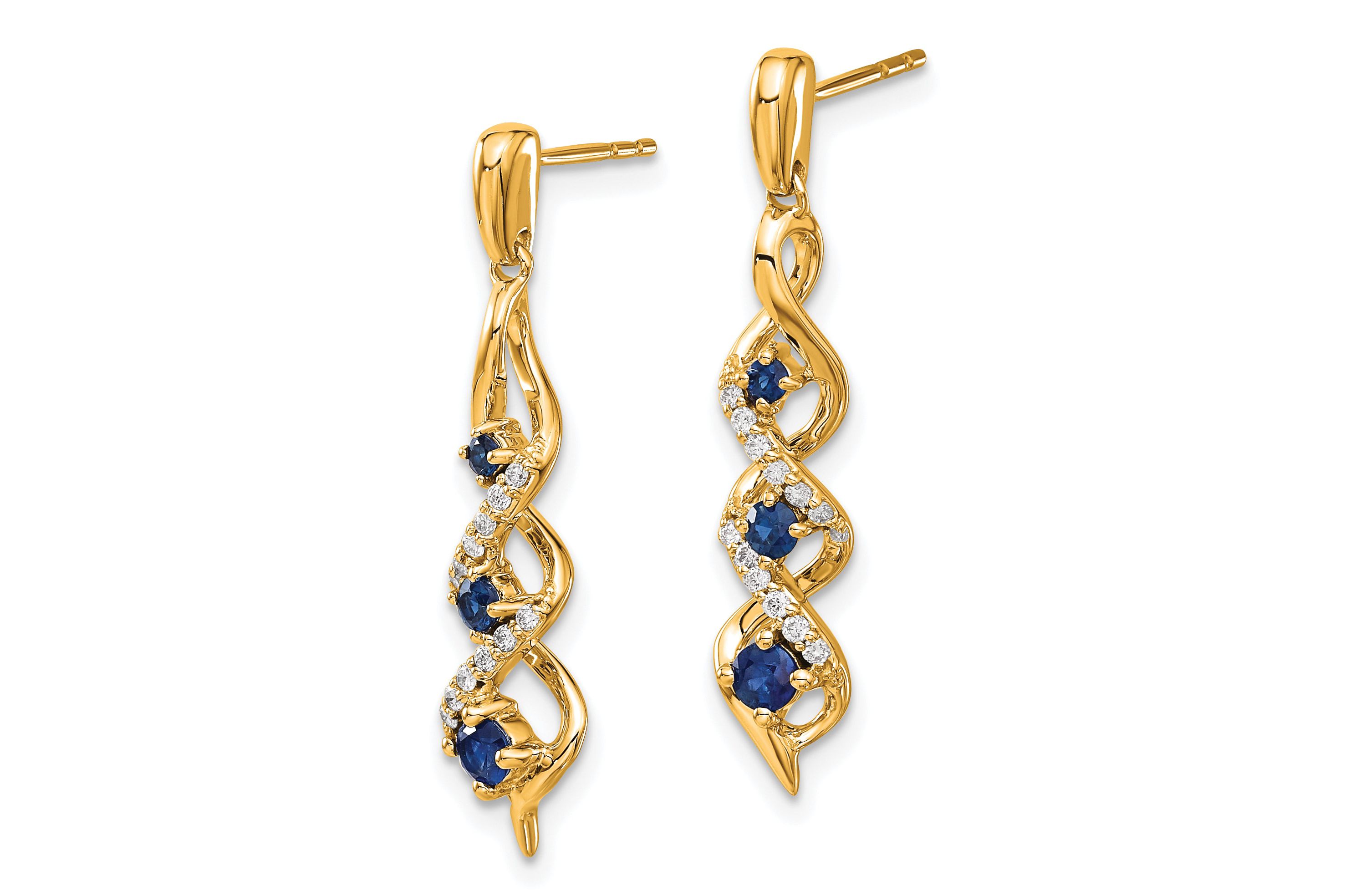 1/2 ct. t.w. Sapphire and 1/8 ct. t.w. Diamond Post Dangle Earrings in 14K Gold