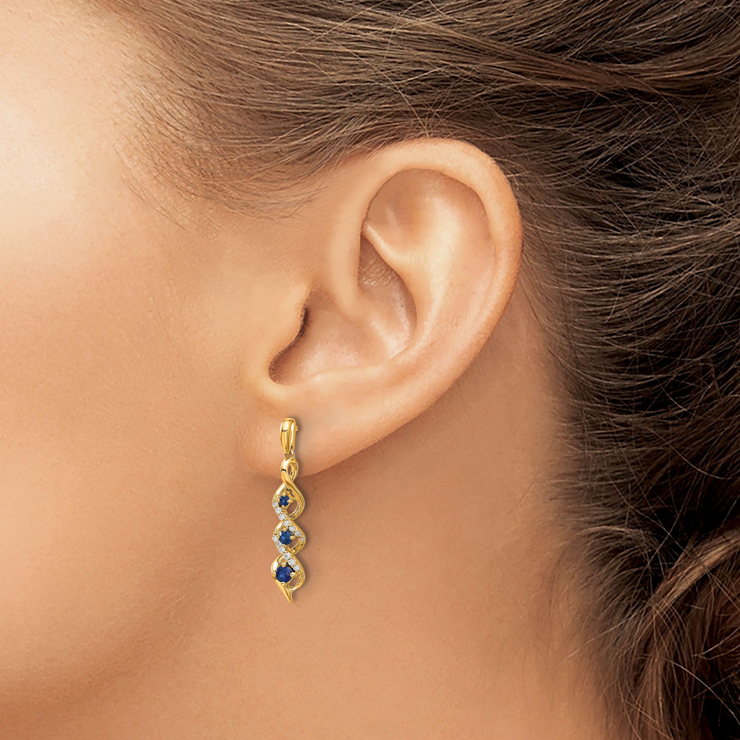 1/2 ct. t.w. Sapphire and 1/8 ct. t.w. Diamond Post Dangle Earrings in 14K Gold