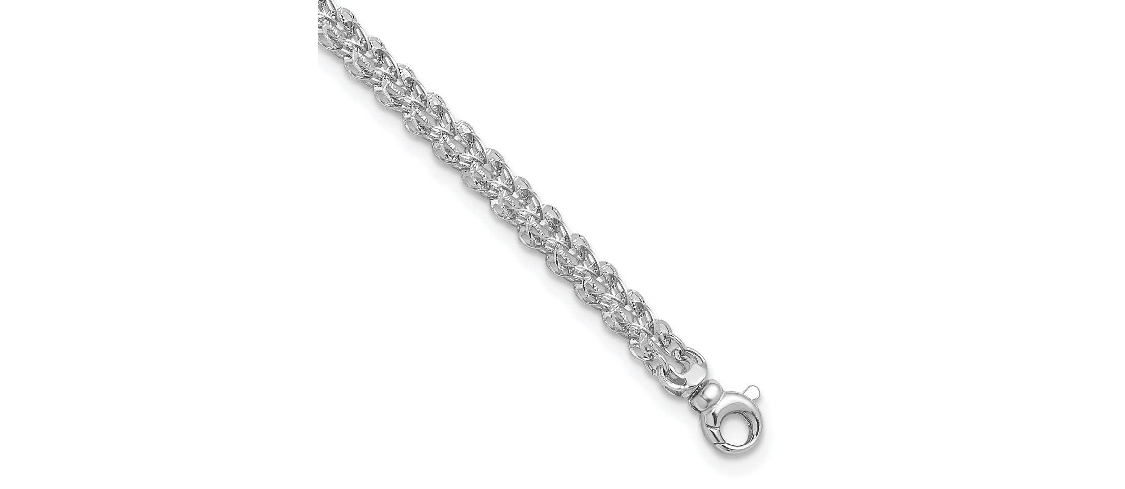 14K White Gold Polished and Textured Fancy Chain Bracelet