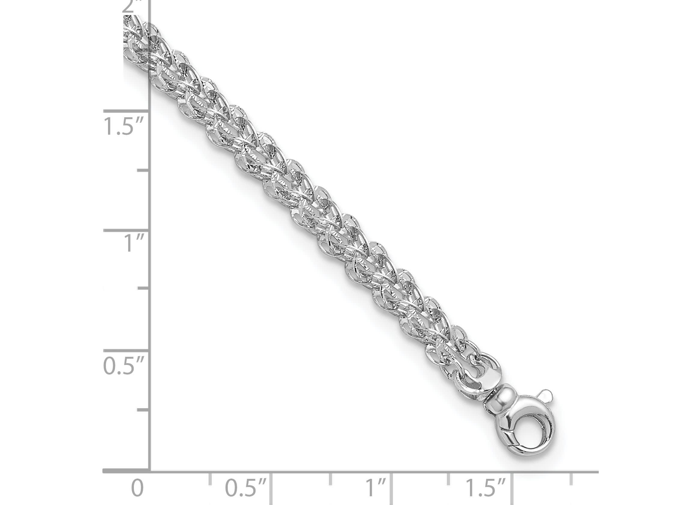 14K White Gold Polished and Textured Fancy Chain Bracelet