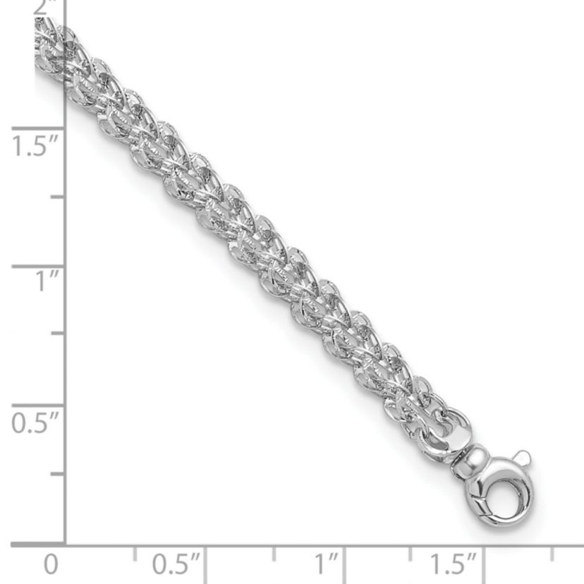 14K White Gold Polished and Textured Fancy Chain Bracelet