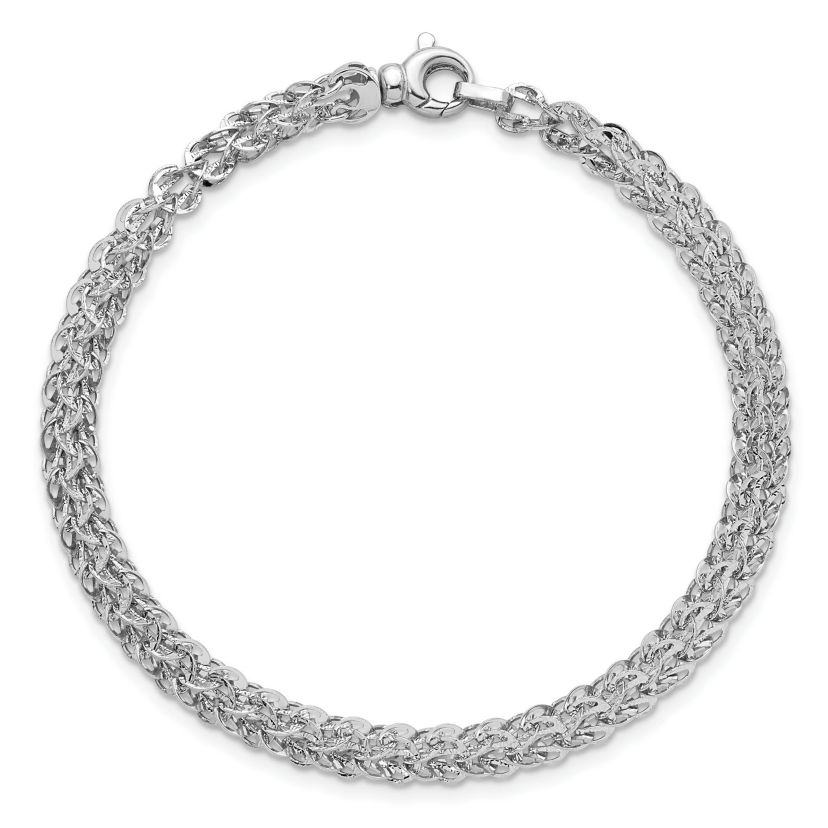 14K White Gold Polished and Textured Fancy Chain Bracelet